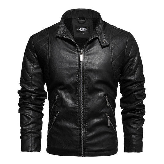 Fashion Slim Locomotive PU Leather Jacket Plus Velvet apparels & accessories