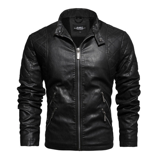 Fashion PU Leather Jacket Plus Velvet men's clothing