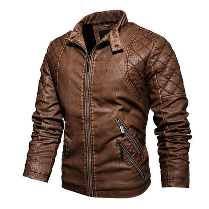 Fashion Slim Locomotive PU Leather Jacket Plus Velvet apparels & accessories