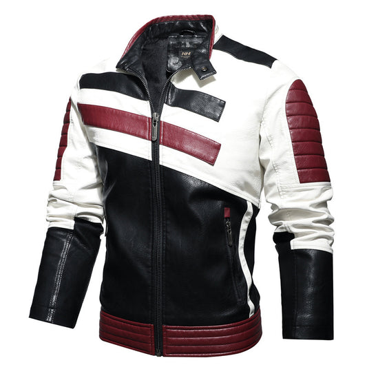Large Size Men's PU Jacket Plus Fleece Thin Motorcycle Casual Jacket apparels & accessories