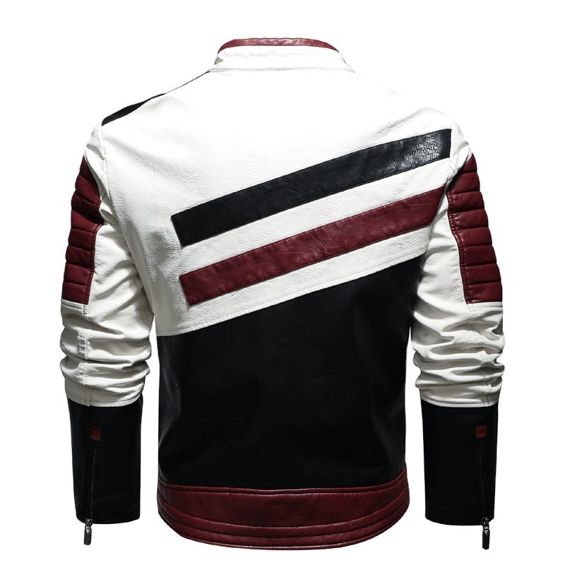 Large Size Men's PU Jacket Plus Fleece Thin Motorcycle Casual Jacket apparels & accessories