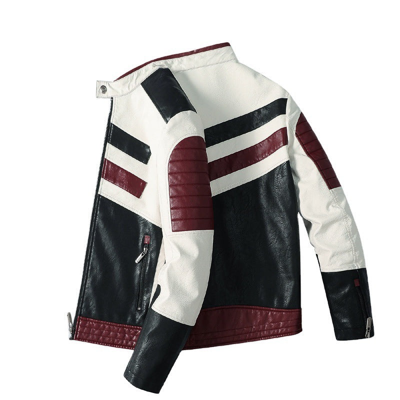 Large Size Men's PU Jacket Plus Fleece Thin Motorcycle Casual Jacket apparels & accessories