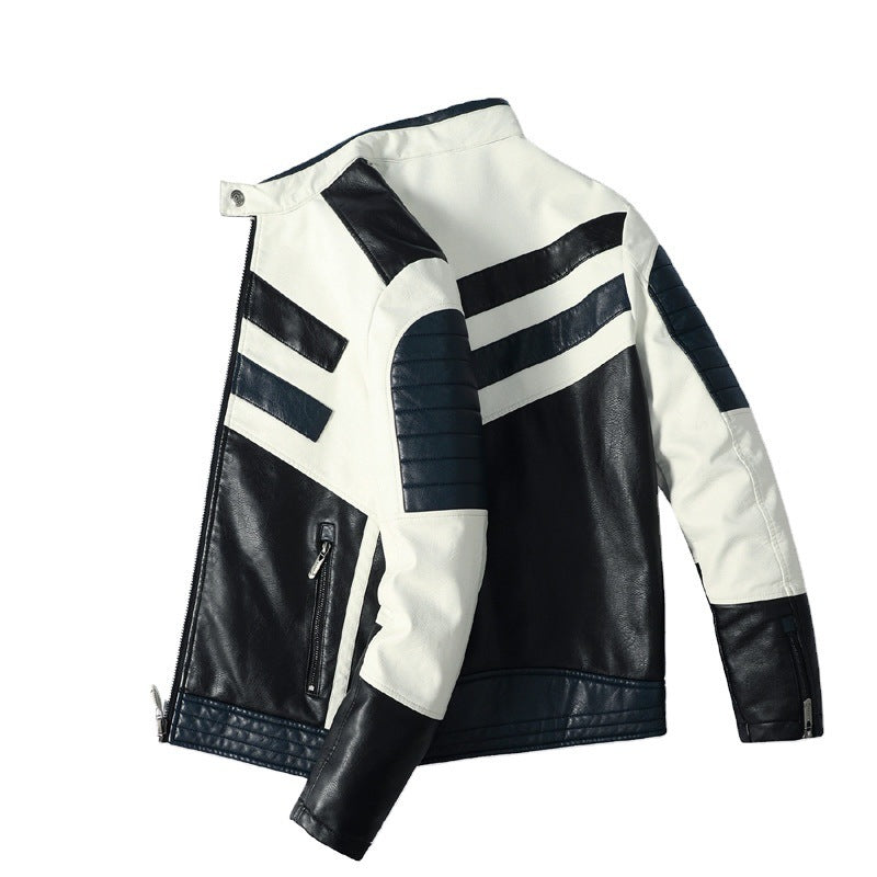 Large Size Men's PU Jacket Plus Fleece Thin Motorcycle Casual Jacket apparels & accessories