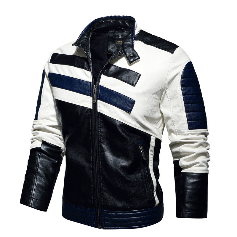 Large Size Men's PU Jacket Plus Fleece Thin Motorcycle Casual Jacket apparels & accessories