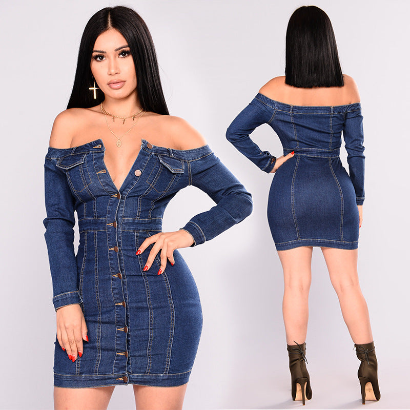 European And American Slim Sexy Denim Mini Dress apparels & accessories