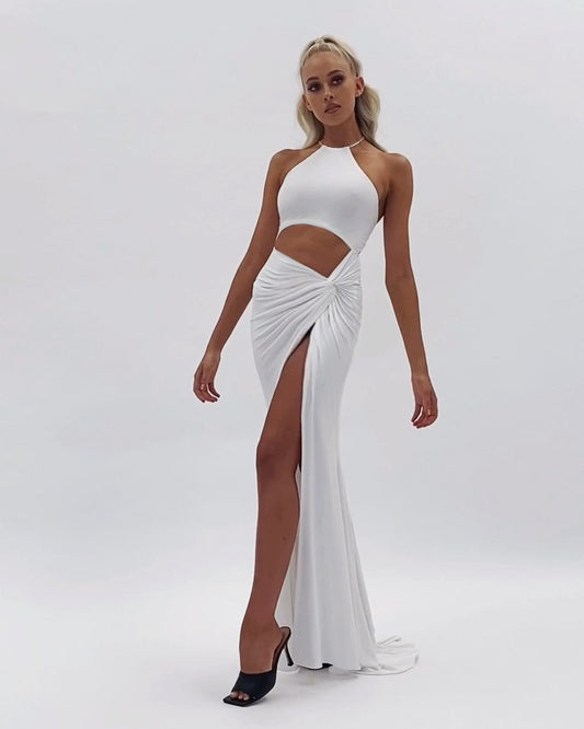 Women's Sexy Fashion Halter Neck Cutout Lace-Up Long Skirt apparel & accessories