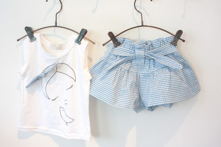 Girls Fashion Clothes Set Short Sleeve Shirt Short Skirt Kids clothes