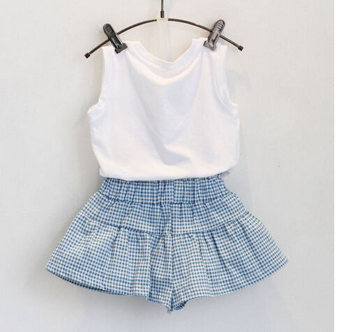 Girls Fashion Clothes Set Short Sleeve Shirt Short Skirt Kids clothes