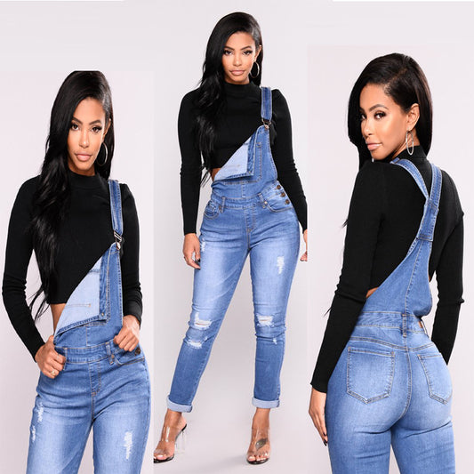 Women's Suspenders Ripped Jeans Trousers apparel & accessories