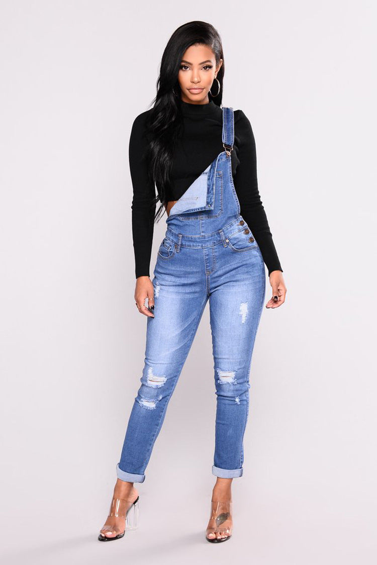 Women's Suspenders Ripped Jeans Trousers apparel & accessories