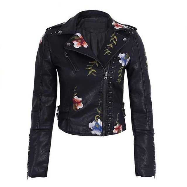 Punk Faux Leather White Jacket Women apparels & accessories