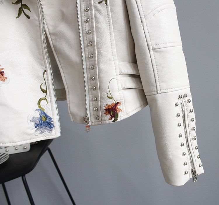 Punk Faux Leather White Jacket Women apparels & accessories