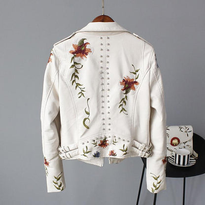 Punk Faux Leather White Jacket Women apparels & accessories