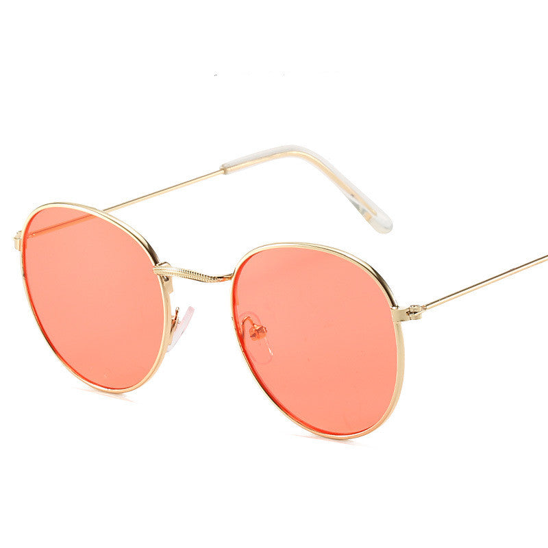Retro Oval Small Frame Personality Sunglasses Men And Women Vacation Beach Metal Glasses apparels & accessories