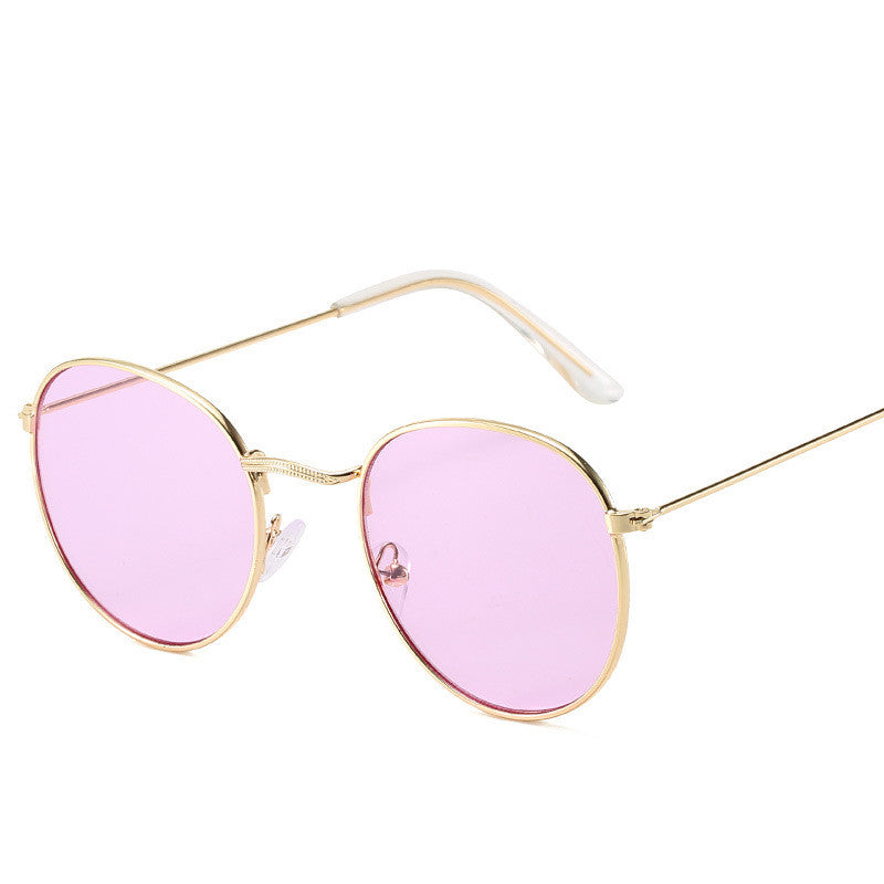 Retro Oval Small Frame Personality Sunglasses Men And Women Vacation Beach Metal Glasses apparels & accessories