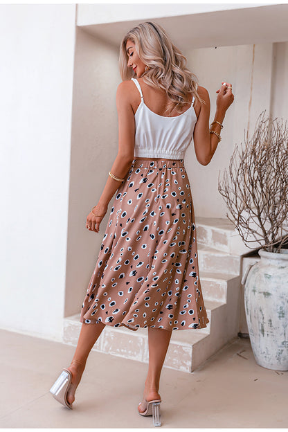 High Waist Polka Dot Print Drape Skirt apparel & accessories