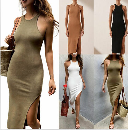 Slit Tight Sleeveless Dress Women Spring And Summer New Long Skirt apparel & accessories