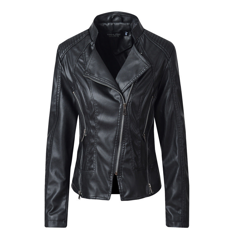 Slim Leather Ladies Coat Pu Jacket apparels & accessories