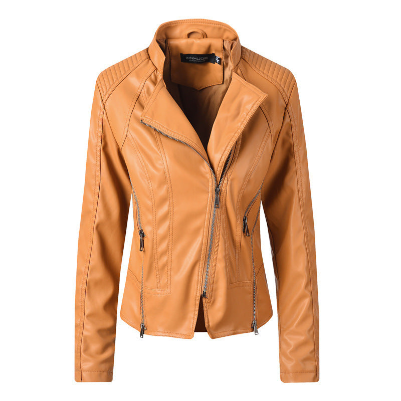 Slim Leather Ladies Coat Pu Jacket apparels & accessories