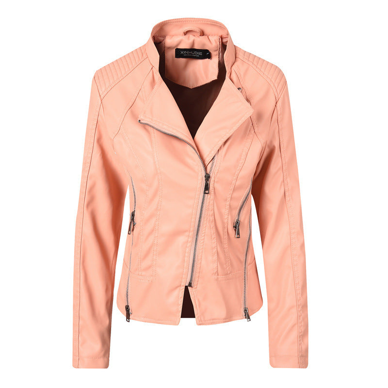 Slim Leather Ladies Coat Pu Jacket apparels & accessories