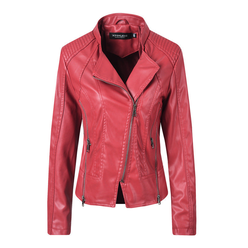 Slim Leather Ladies Coat Pu Jacket apparels & accessories