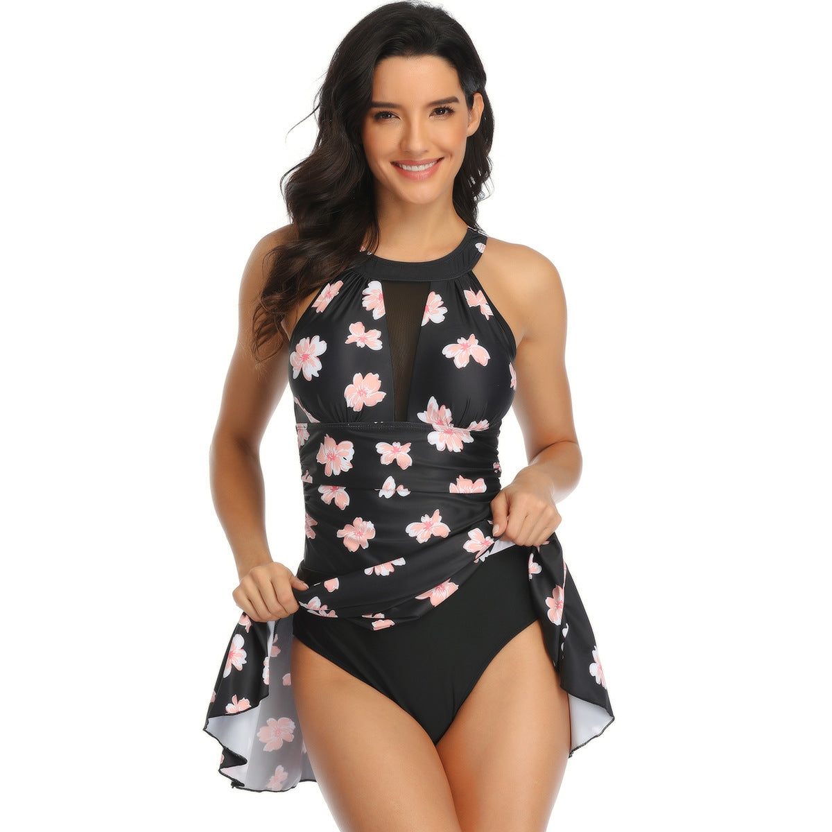 One-Piece Swimsuit Large Size Mesh Skirt Multicolor Printed Swimsuit apparel & accessories