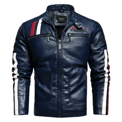 Men'S Leather Clothing Tide Motorcycle Leather Jacket Washed Plus Cotton Leather Jacket apparels & accessories