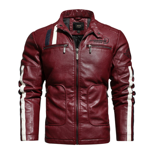 Men'S Leather Clothing Tide Motorcycle Leather Jacket Washed Plus Cotton Leather Jacket apparels & accessories