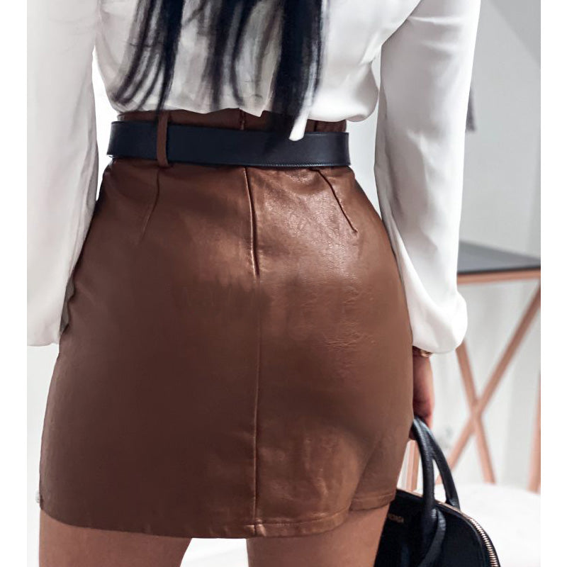 Elegant Fashion Rivets PU Leather Skirts Women apparels & accessories