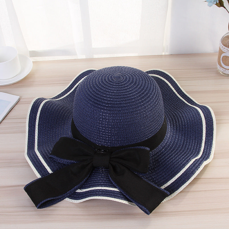 Summer Sun Hat Women Straw Hats Sunshade Panama  Fashion Bow Beach Hat Foldable Travel Caps apparel & accessories