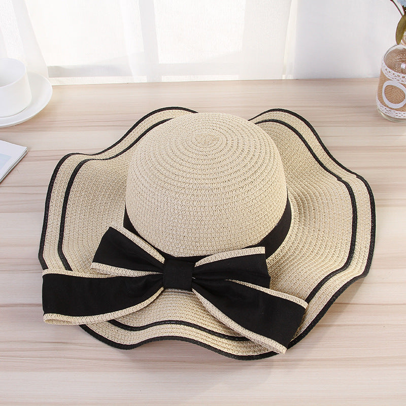 Summer Sun Hat Women Straw Hats Sunshade Panama  Fashion Bow Beach Hat Foldable Travel Caps apparel & accessories