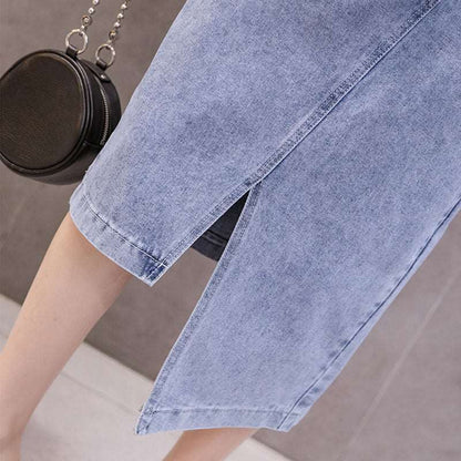 Irregular Long Denim Skirts Womens Double Split Skirt apparel & accessories