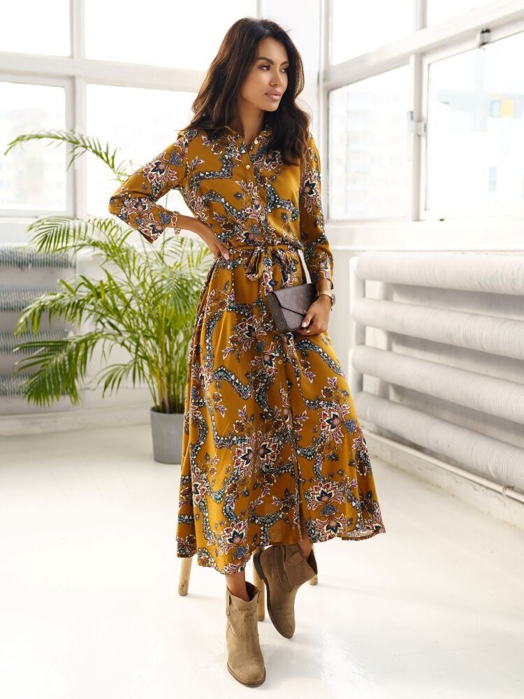 Women's Printed Shirt Dress Long Skirt apparel & accessories