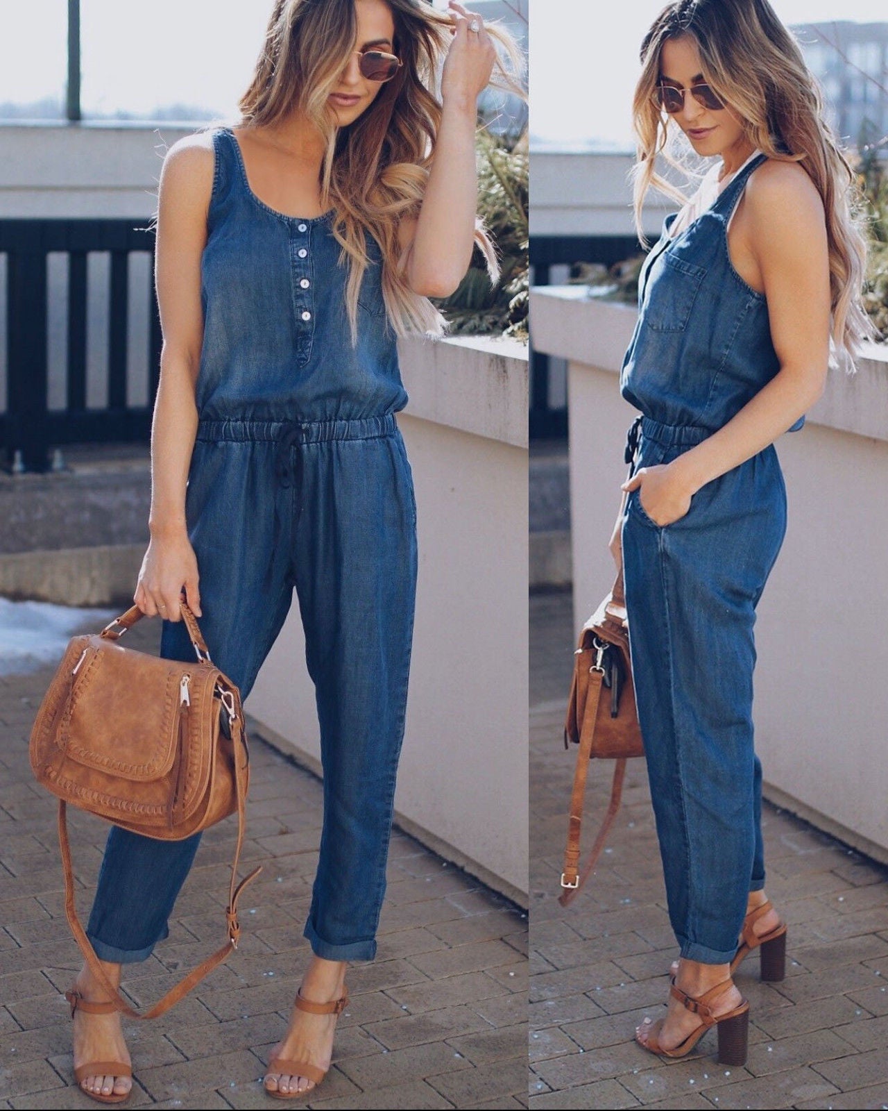 Casual Waist Vest Denim Jumpsuit apparel & accessories