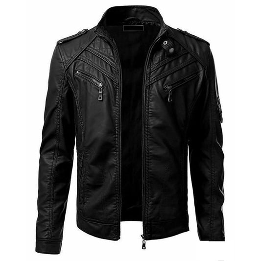 American Fashion Zipper Stand Collar Jacket men's clothing