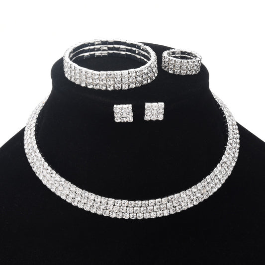 Exaggerated Claw Diamond Beaded Four-Piece Set Multilayer Necklace Jewelry