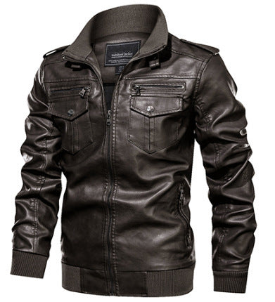 Leather Jacket Spring And Autumn Men'S Jacket Sports Leather Jacket Washed Retro Leather Jacket apparels & accessories