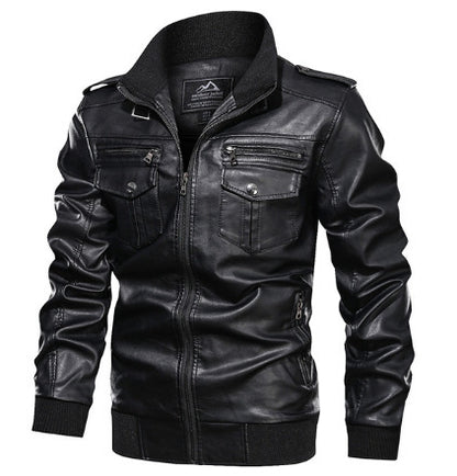 Leather Jacket Spring And Autumn Men'S Jacket Sports Leather Jacket Washed Retro Leather Jacket apparels & accessories