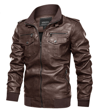 Leather Jacket Spring And Autumn Men'S Jacket Sports Leather Jacket Washed Retro Leather Jacket apparels & accessories