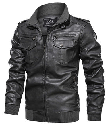 Leather Jacket Spring And Autumn Men'S Jacket Sports Leather Jacket Washed Retro Leather Jacket apparels & accessories