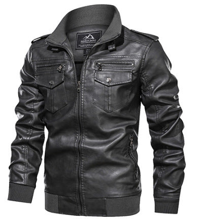 Washed Retro Leather Jacket men's clothing