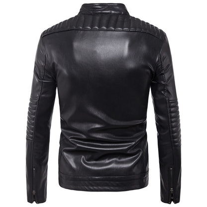 Men's Motorcycle Zipper Leather Jacket Handsome Leather Jacket apparels & accessories