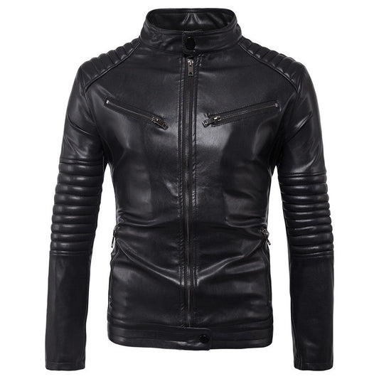 Men's Motorcycle Zipper Leather Jacket men's clothing