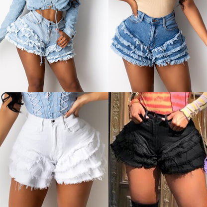 Frayed Denim Shorts Women shorts