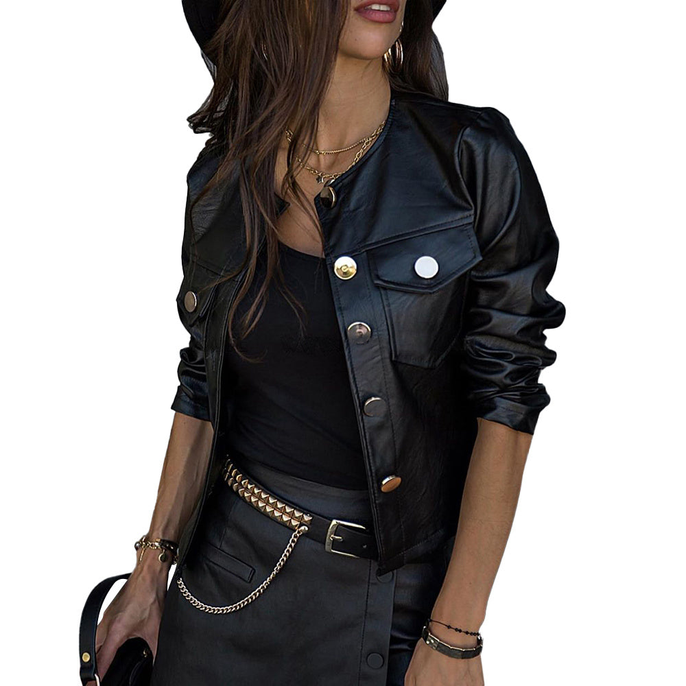 Ladies Pu Leather Jacket Faux Leather Coat apparels & accessories