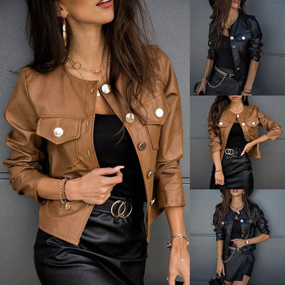 Ladies Pu Leather Jacket Faux Leather Coat apparels & accessories