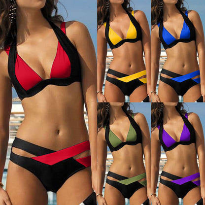 Sexy Cross Strap Color Matching Bikini Swimsuit apparel & accessories