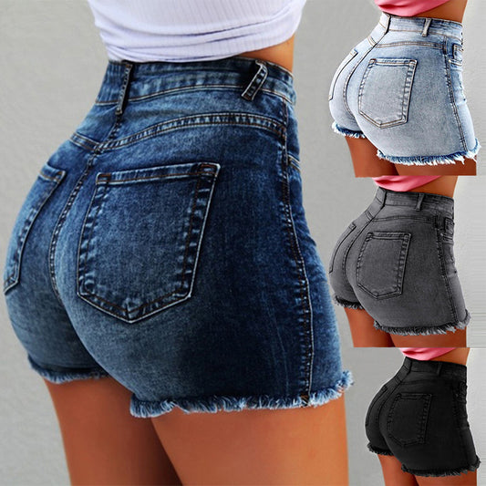 Women's Denim Shorts Tassel Hole High Waist shorts