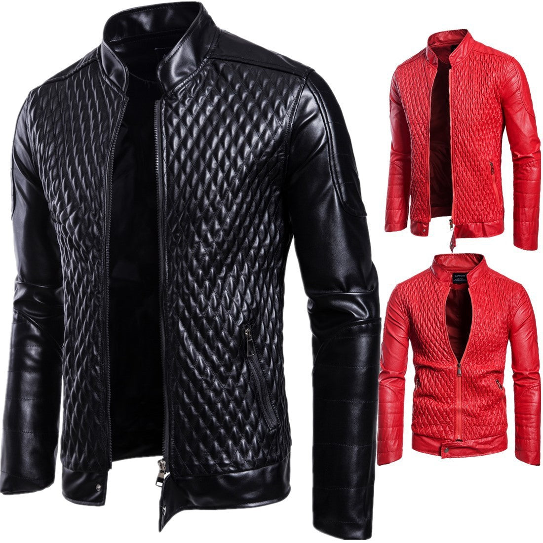 Long Sleeve Zipper Cardigan Jacket Leather Jacket Leather Coat apparels & accessories