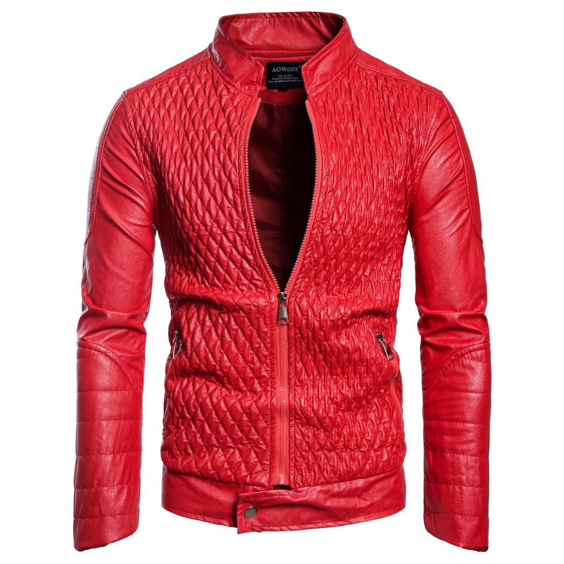 Long Sleeve Zipper Cardigan Jacket Leather Jacket Leather Coat apparels & accessories